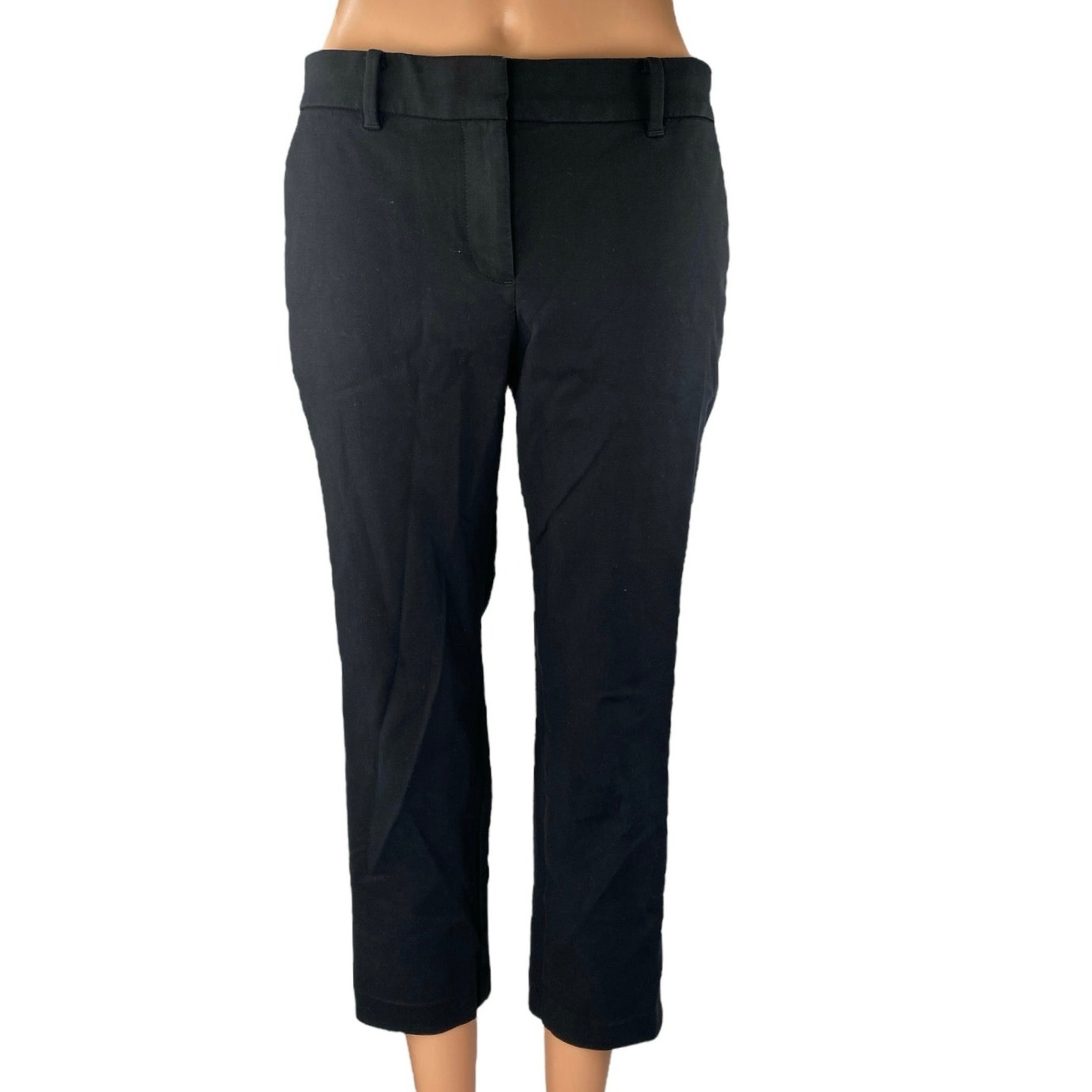 Ann Taylor Petite Curvy Fit Black Mid Rise Cropped Trousers Dress Pants Size 2p